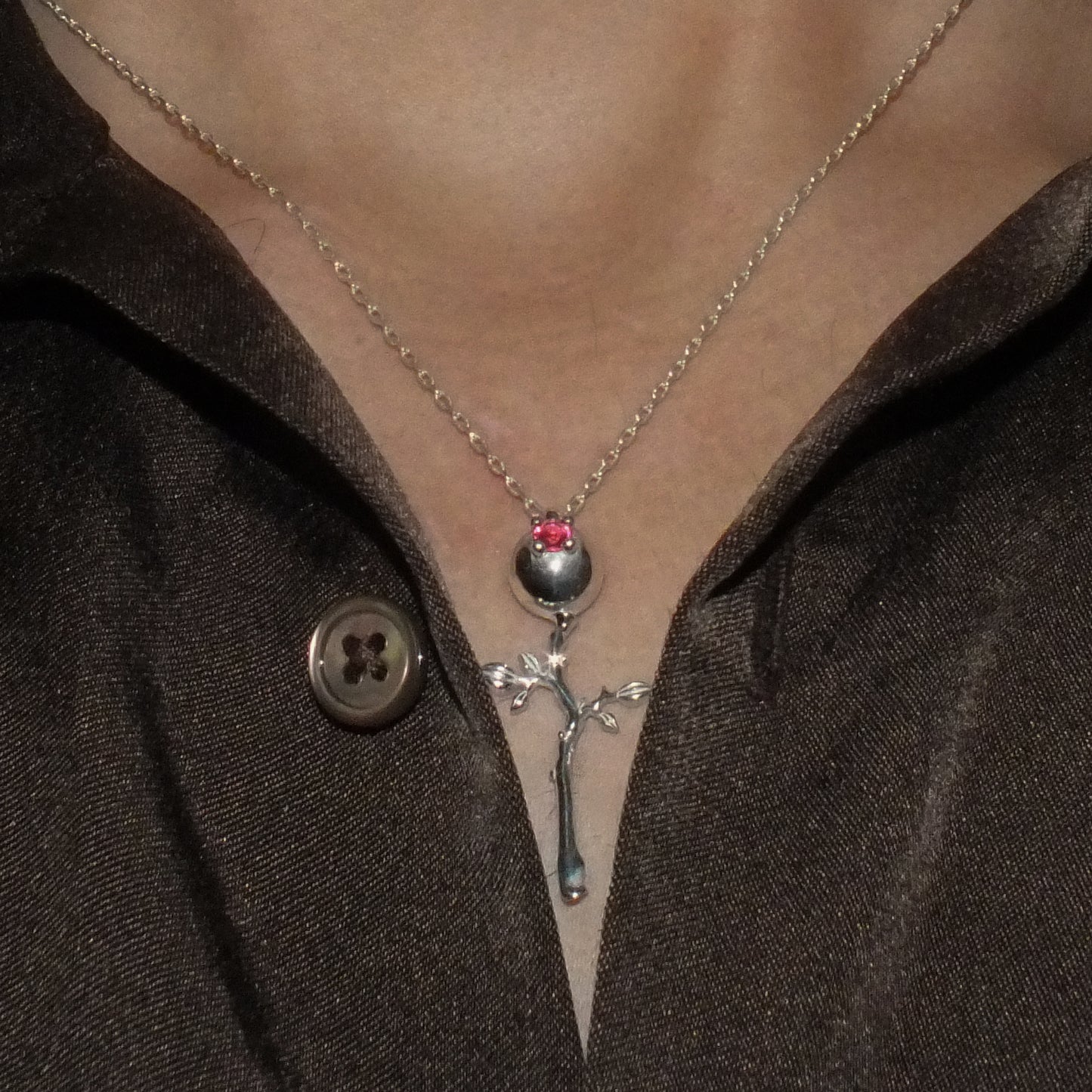 925 Ayar Gümüş SZ Gül Kolye.