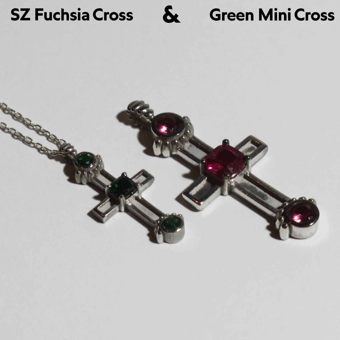 925 Silver SZ Green Mini Cross