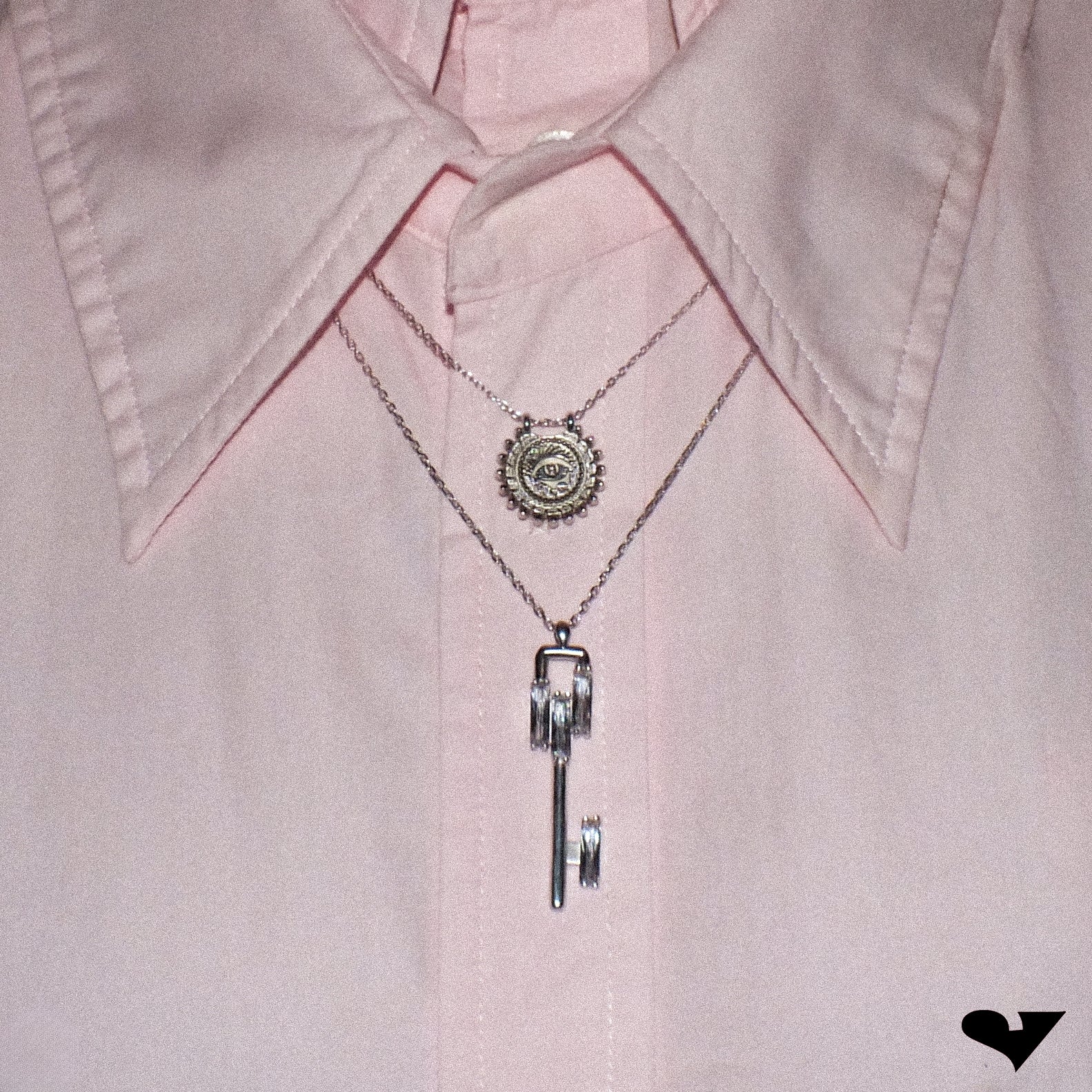 925 Silver Baguette Key Pendant