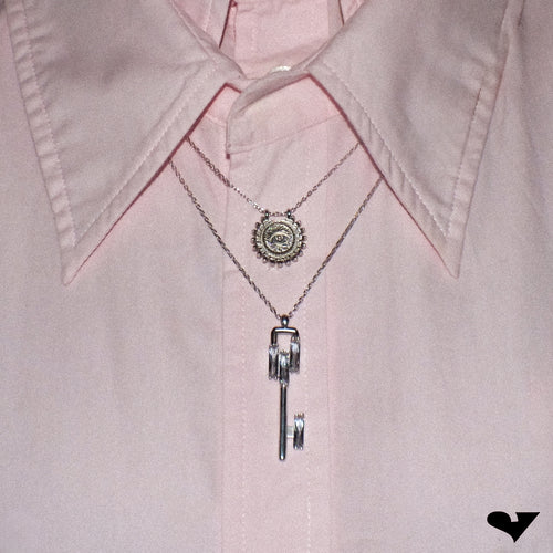 925 Silver Baguette Key Pendant