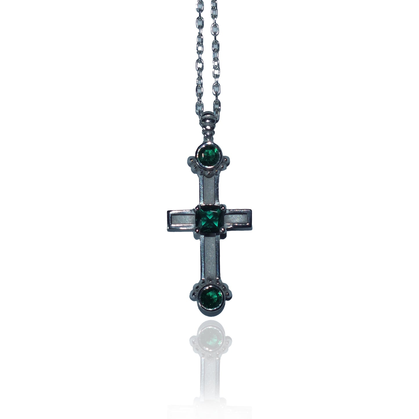 925 Silver SZ Green Mini Cross